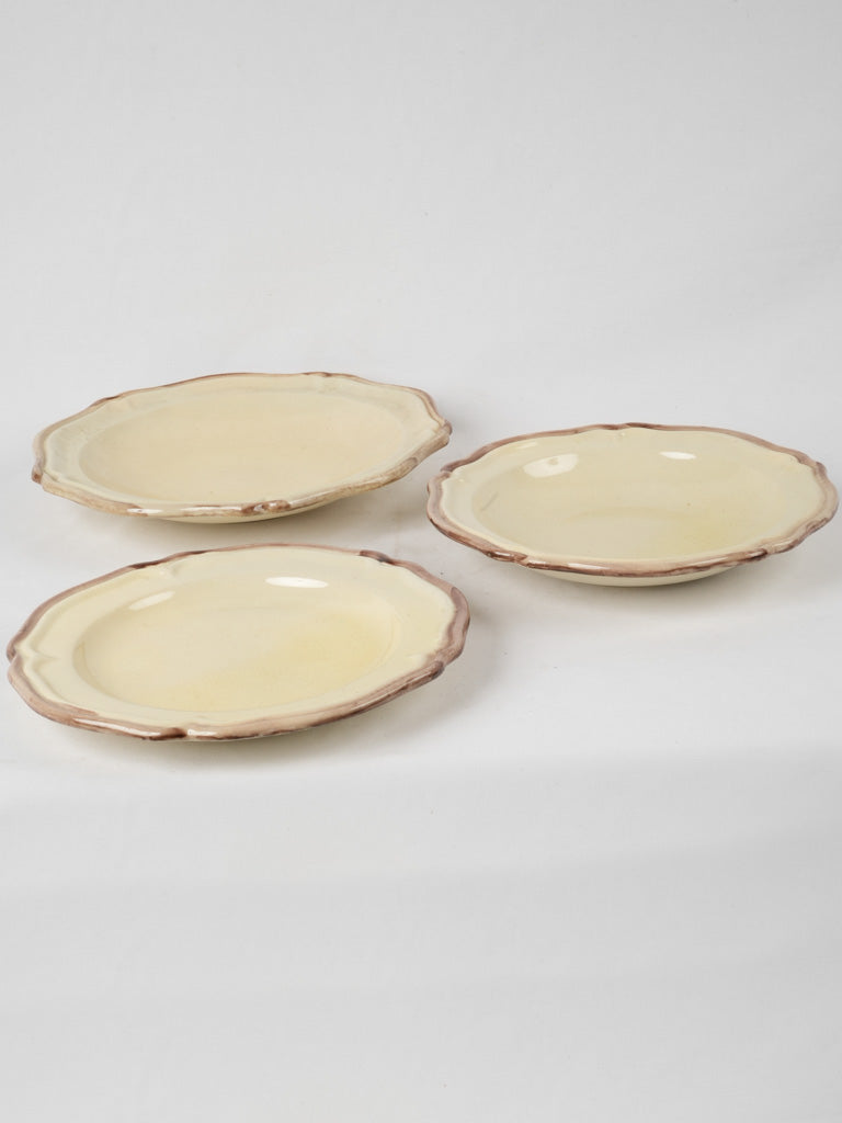Antique scalloped French earthenware platters