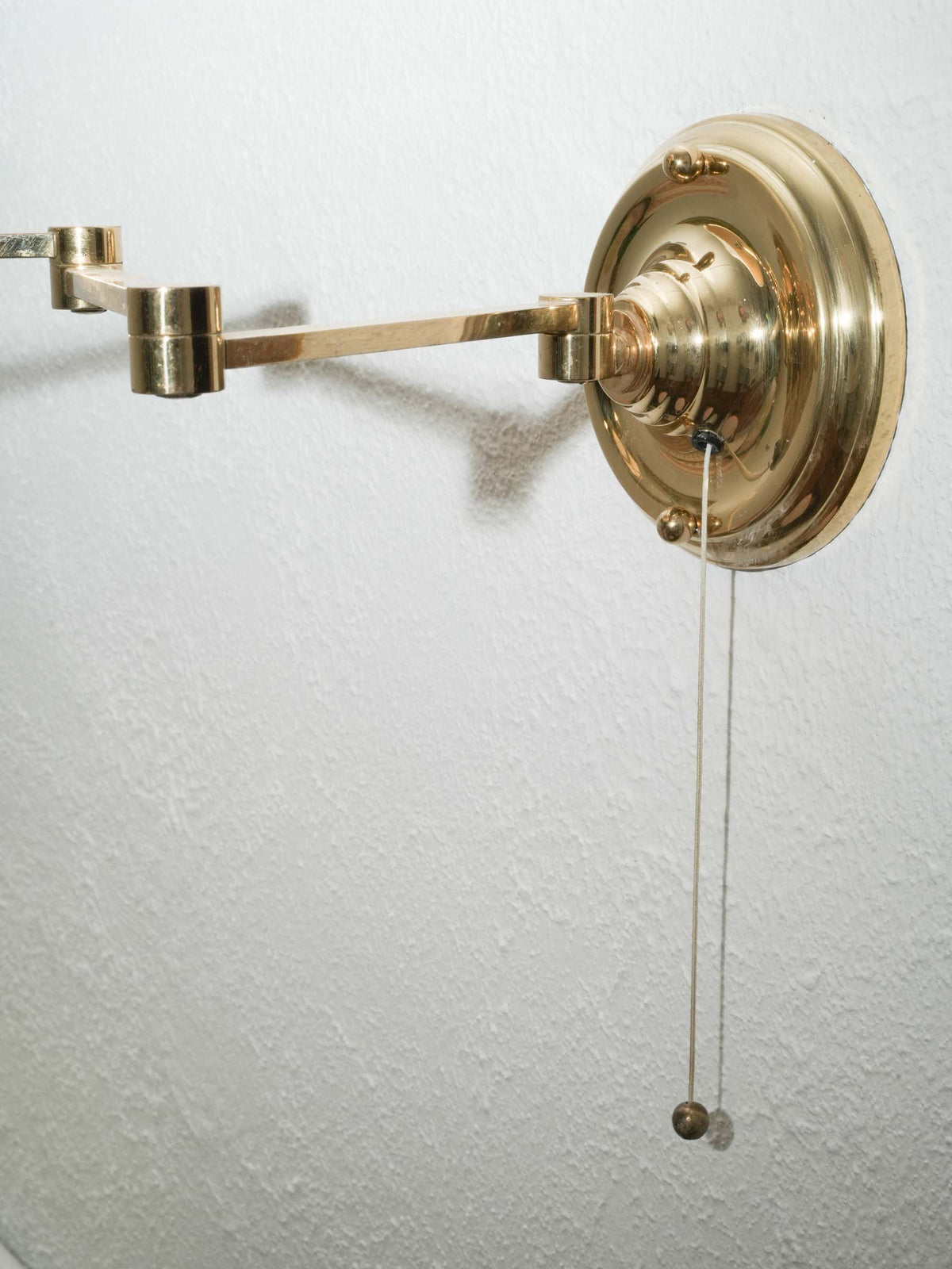 Vintage Adjustable Brass Wall Sconce w/ Monogrammed Shade