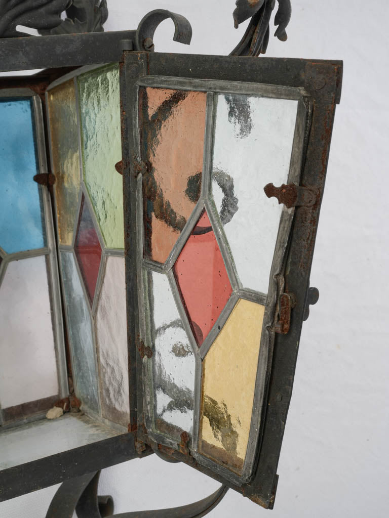 Jewel-toned glass lantern