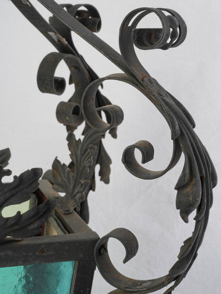 Textured amber glass lantern