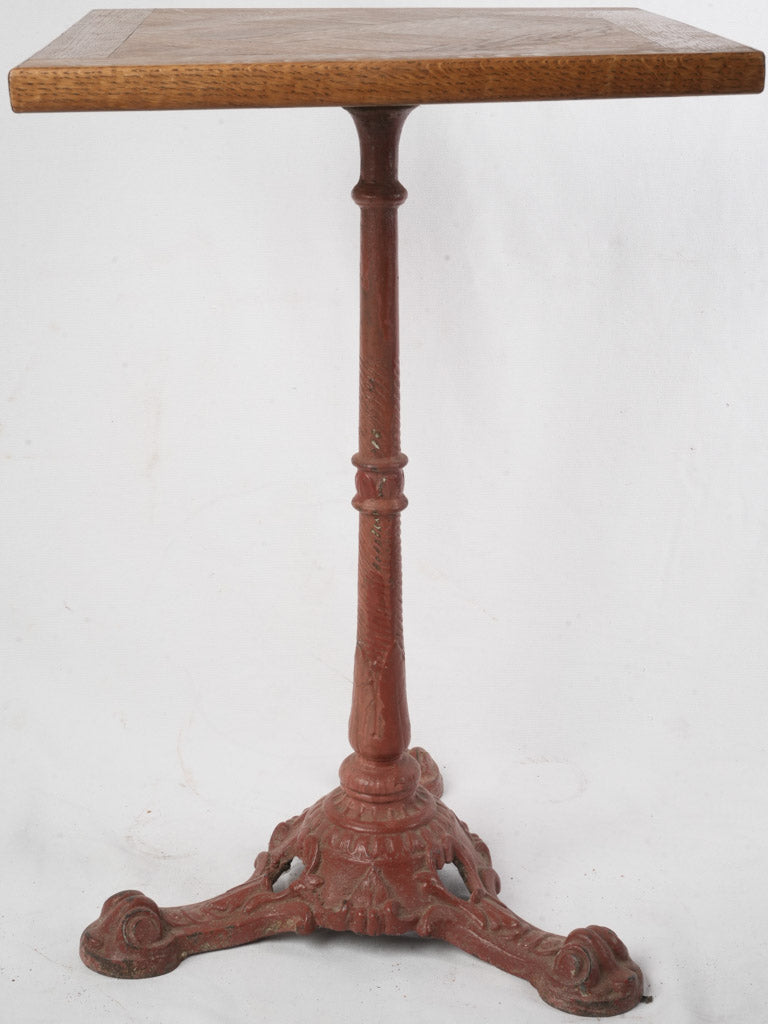 Caramel-toned parquetry top table  