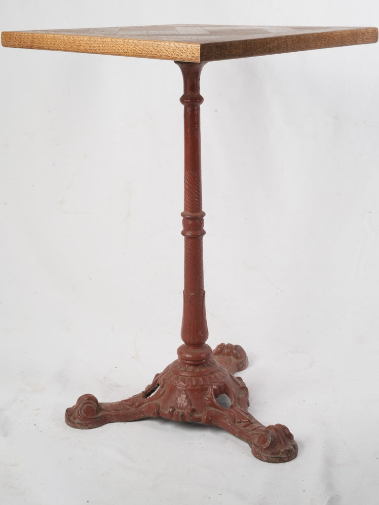 Petite Mid-20th-Century French Oak and Cast-Iron Side Table - 28¾" x 18"