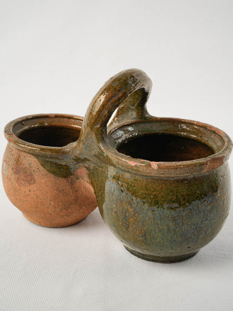 Elegant dark olive glazed vessel  