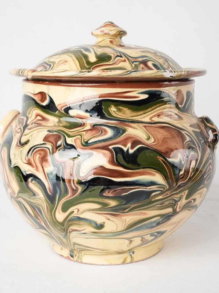 Jaspée soupier and 3 little bowls