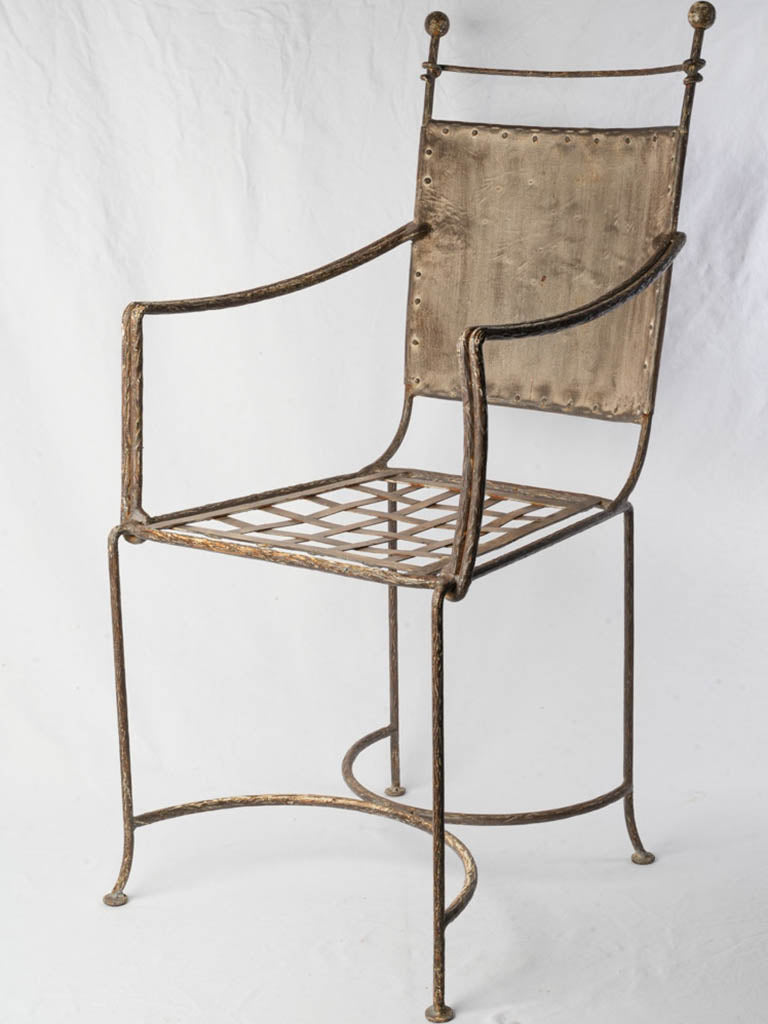 Rustic weathered iron armchair set