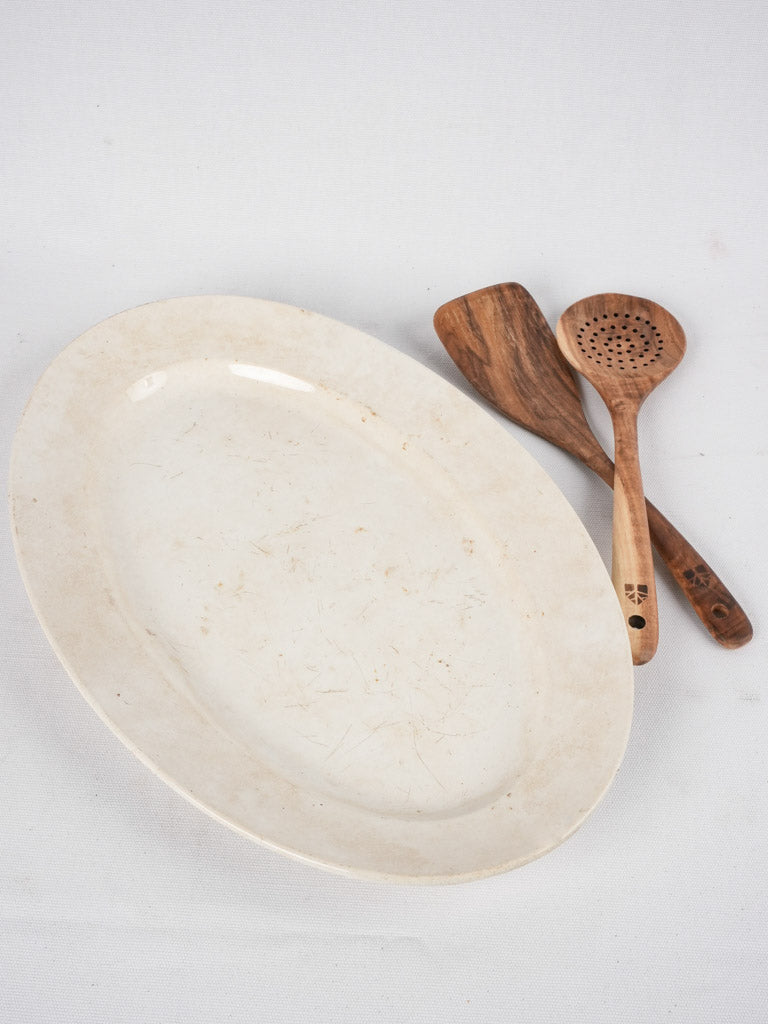 Antique French oval earthenware platter - Sarreguemines 18½"