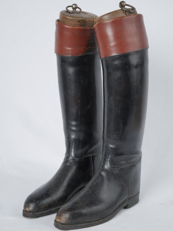 Antique, French, leather, two-tone, men's, riding boots
