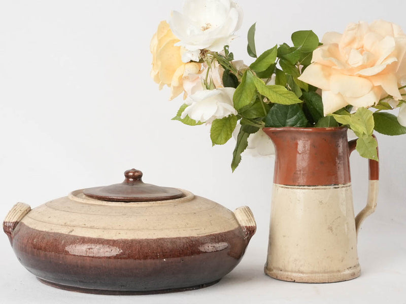 Antique French Terracotta daubière casserole 11½"