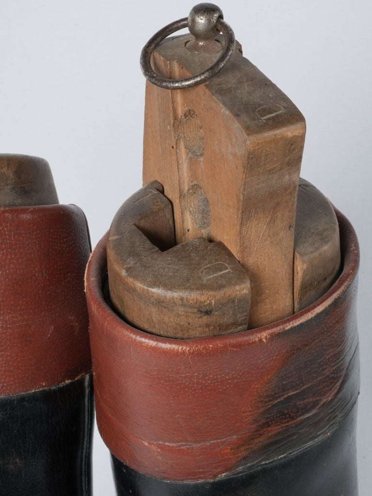 Aged, two-tone, French, men's, leather riding boots
