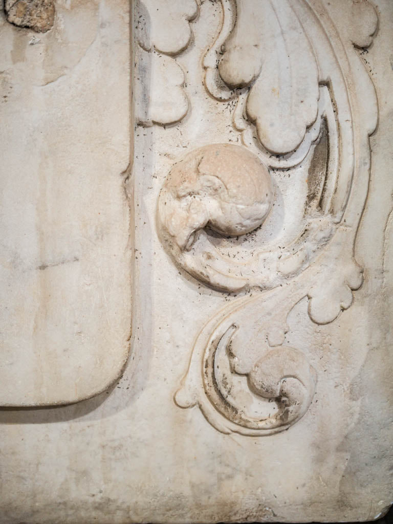 Ornate Repurposed White Marble Coat of Arms