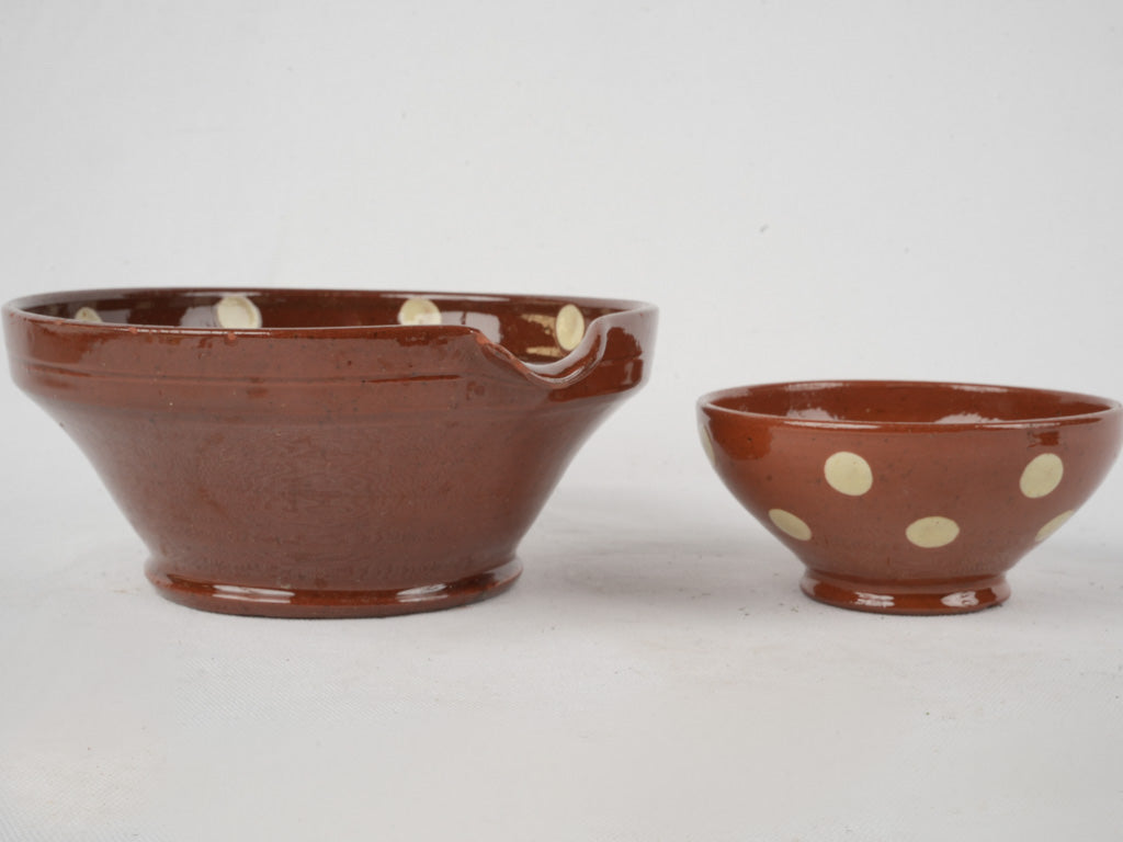 Brown ceramic pouring bowl duo
