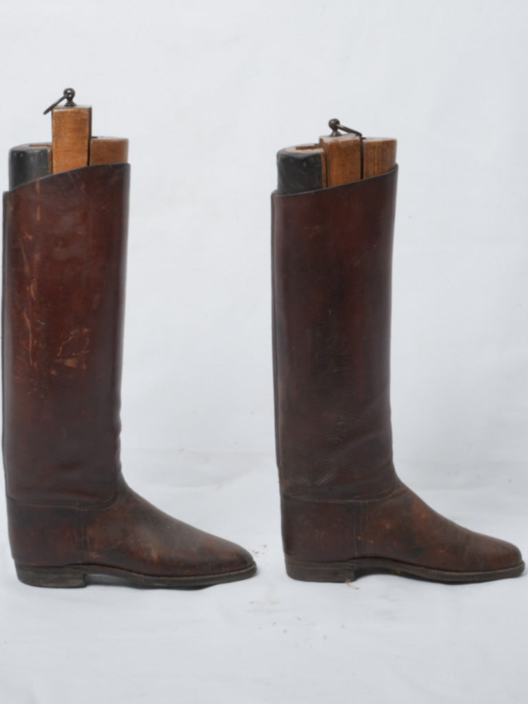 Original French riding boots with wooden inserts
