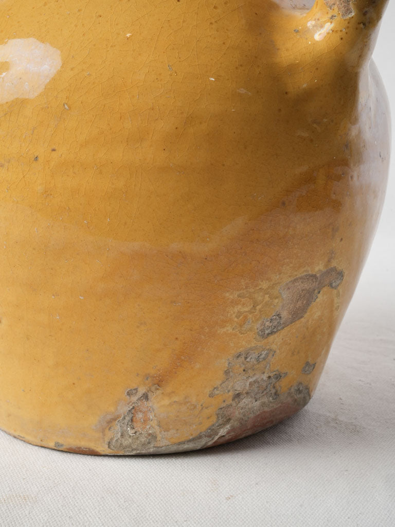 Large Antique Orjol W/ Warm Ochre Glaze - 12¼"