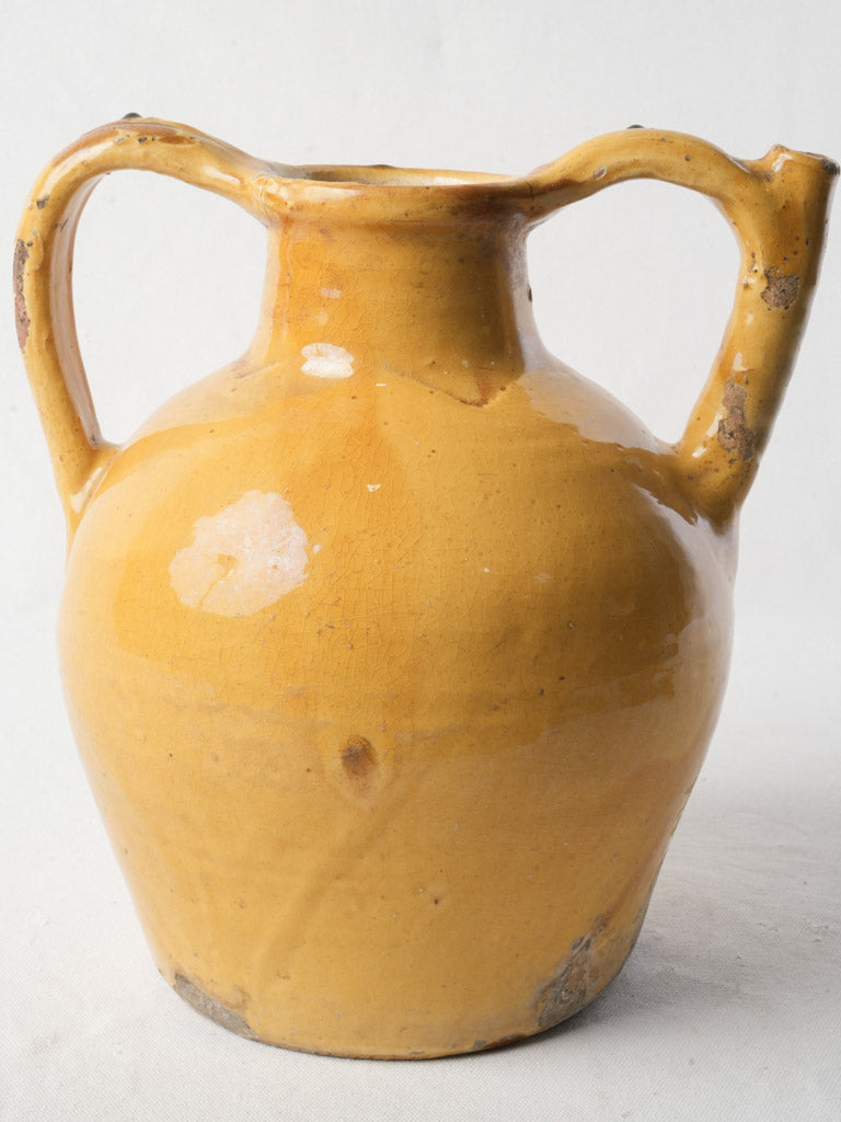Large Antique Orjol W/ Warm Ochre Glaze - 12¼"