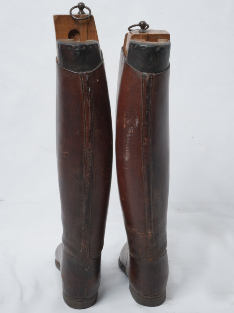 Classic brown leather horseback riding boots