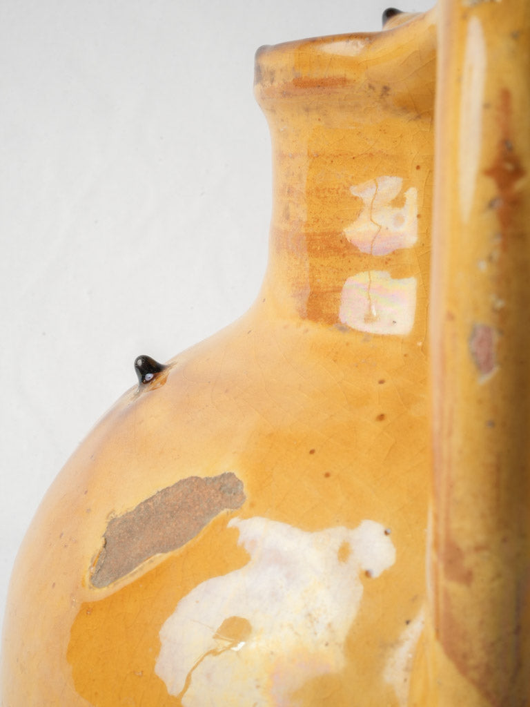 Large Antique Orjol W/ Warm Ochre Glaze - 12¼"