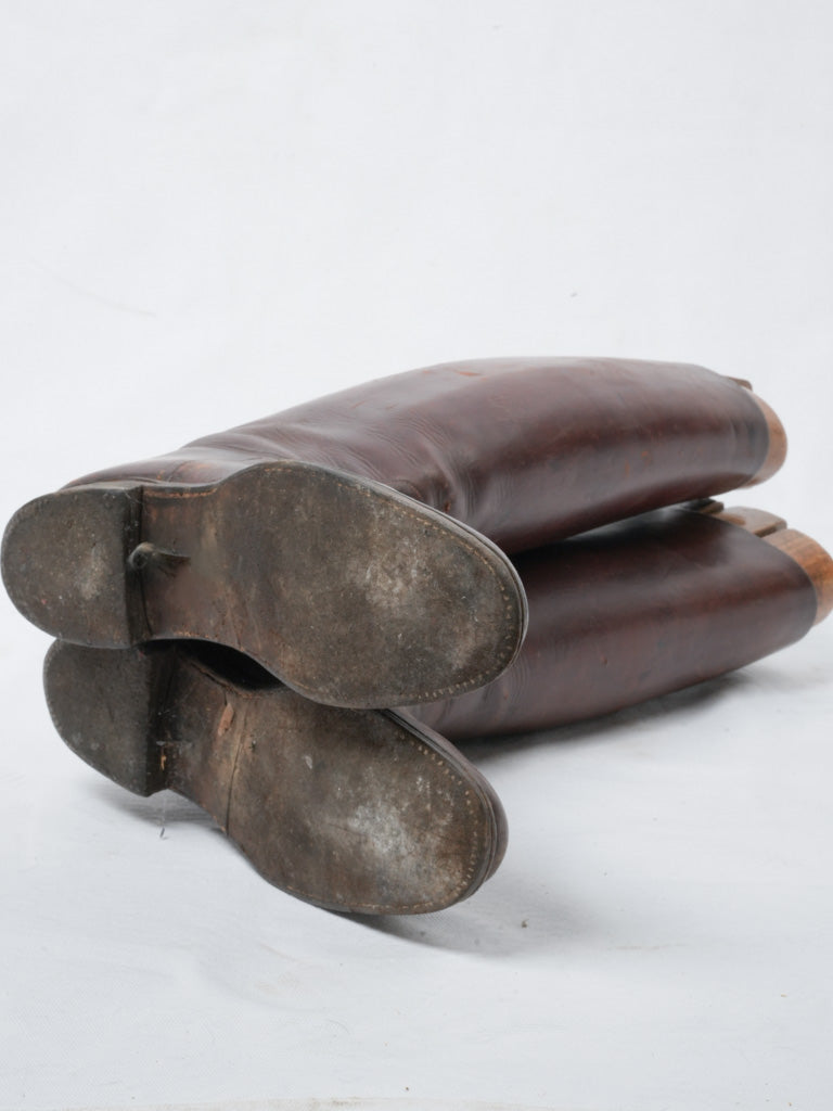 Traditional brown leather equestrian riding boots