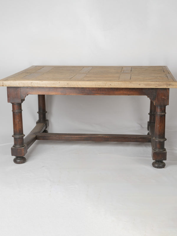 Rare vintage French oak parquetry table