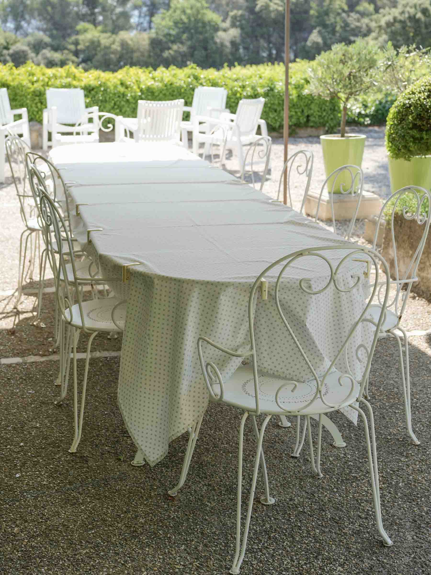 French Iron Outdoor Segmented Dining Table w/ White Finish