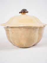Antique French Dieulefit pale yellow tureen with lid - 6"