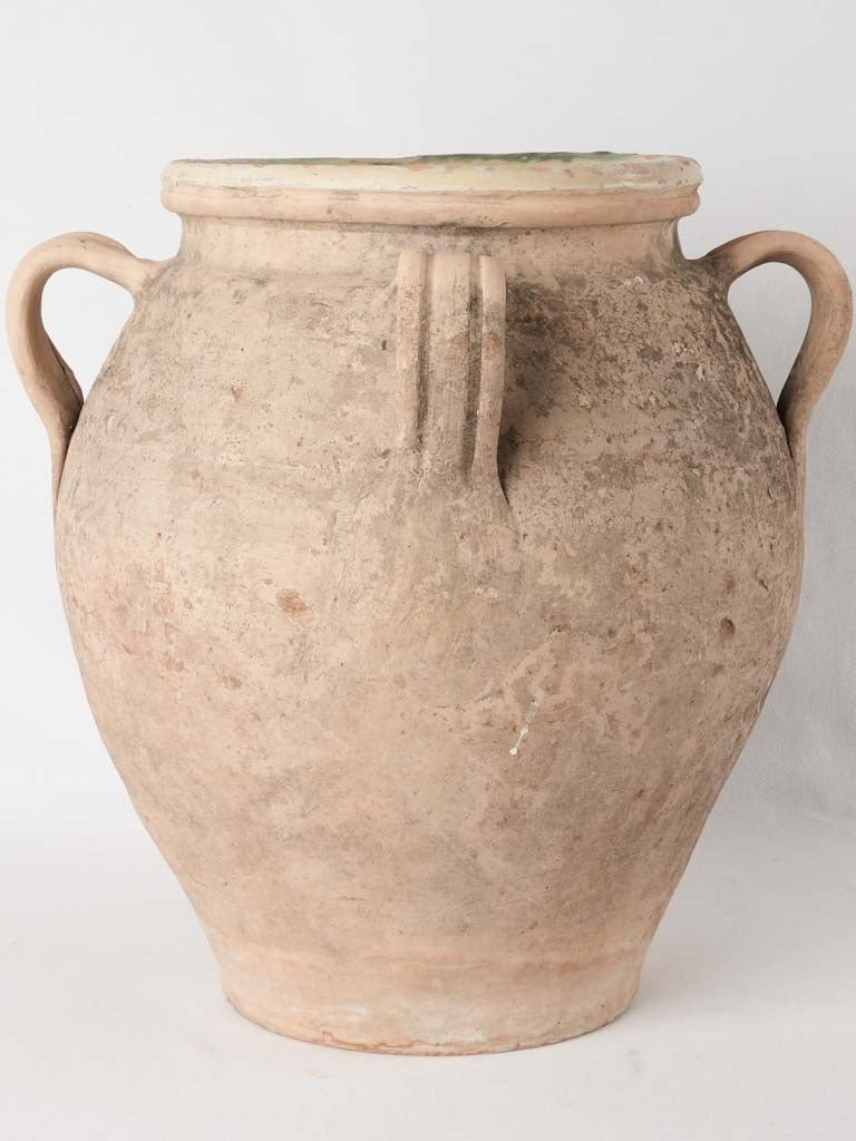 Huge 19th century French olive oil pot -  w/ green - Provence 17¾"