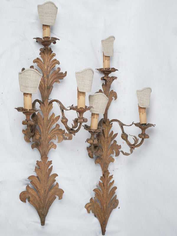 Ornate, Antique Italian Three-Light Sconces