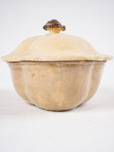 Antique French Dieulefit pale yellow tureen with lid - 6"