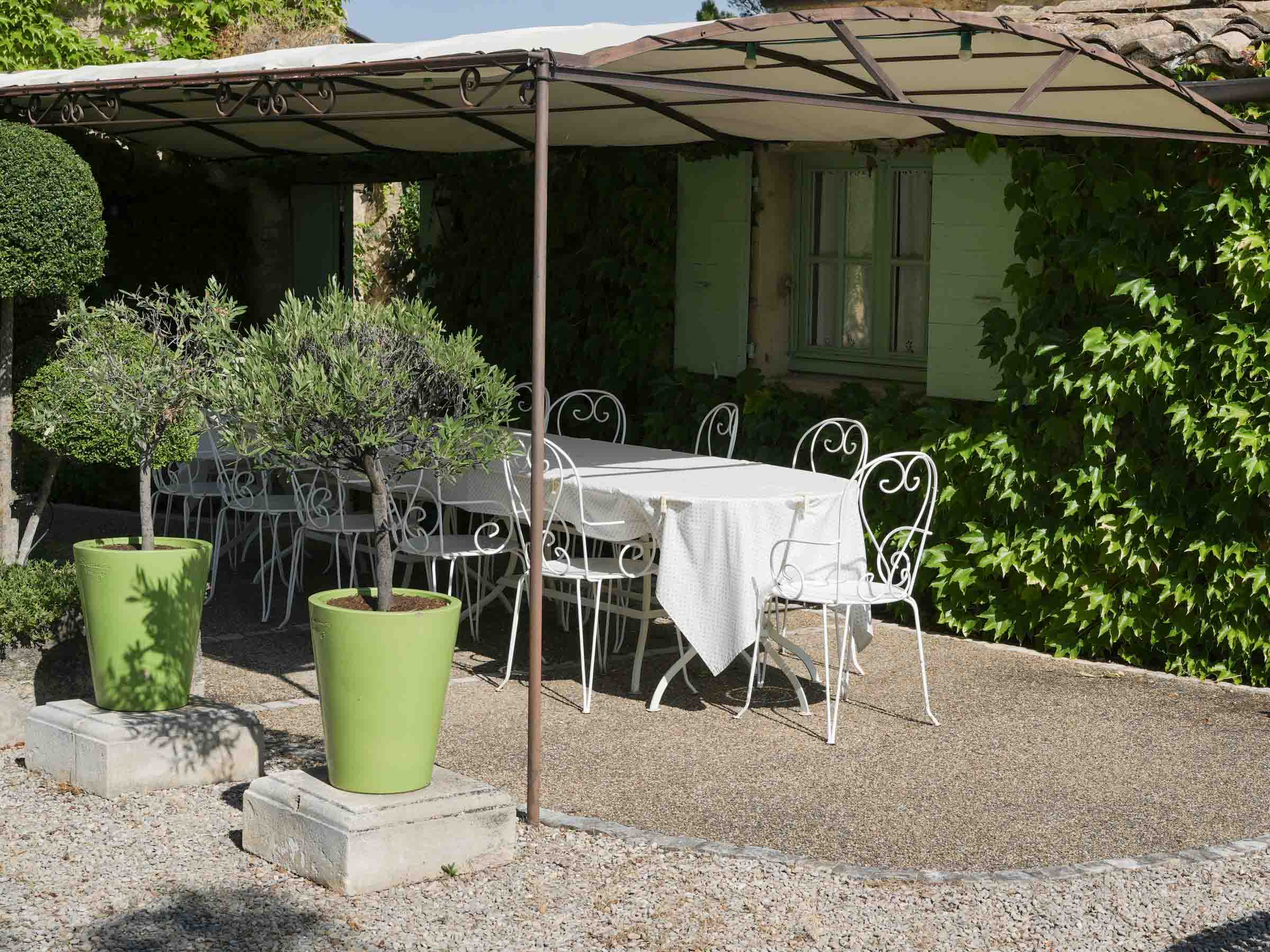French Iron Outdoor Segmented Dining Table w/ White Finish