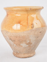 Antique French small yellow ocher glaze confit pot - no handles - 5½"