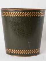 French waste paper bin w/ bees - dark green 11½"