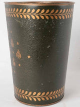 French waste paper bin w/ bees - dark green 11½"