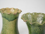 Traditional Castelnaudary green ceramic vases