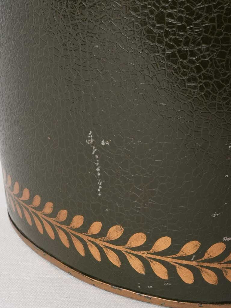 French waste paper bin w/ bees - dark green 11½"