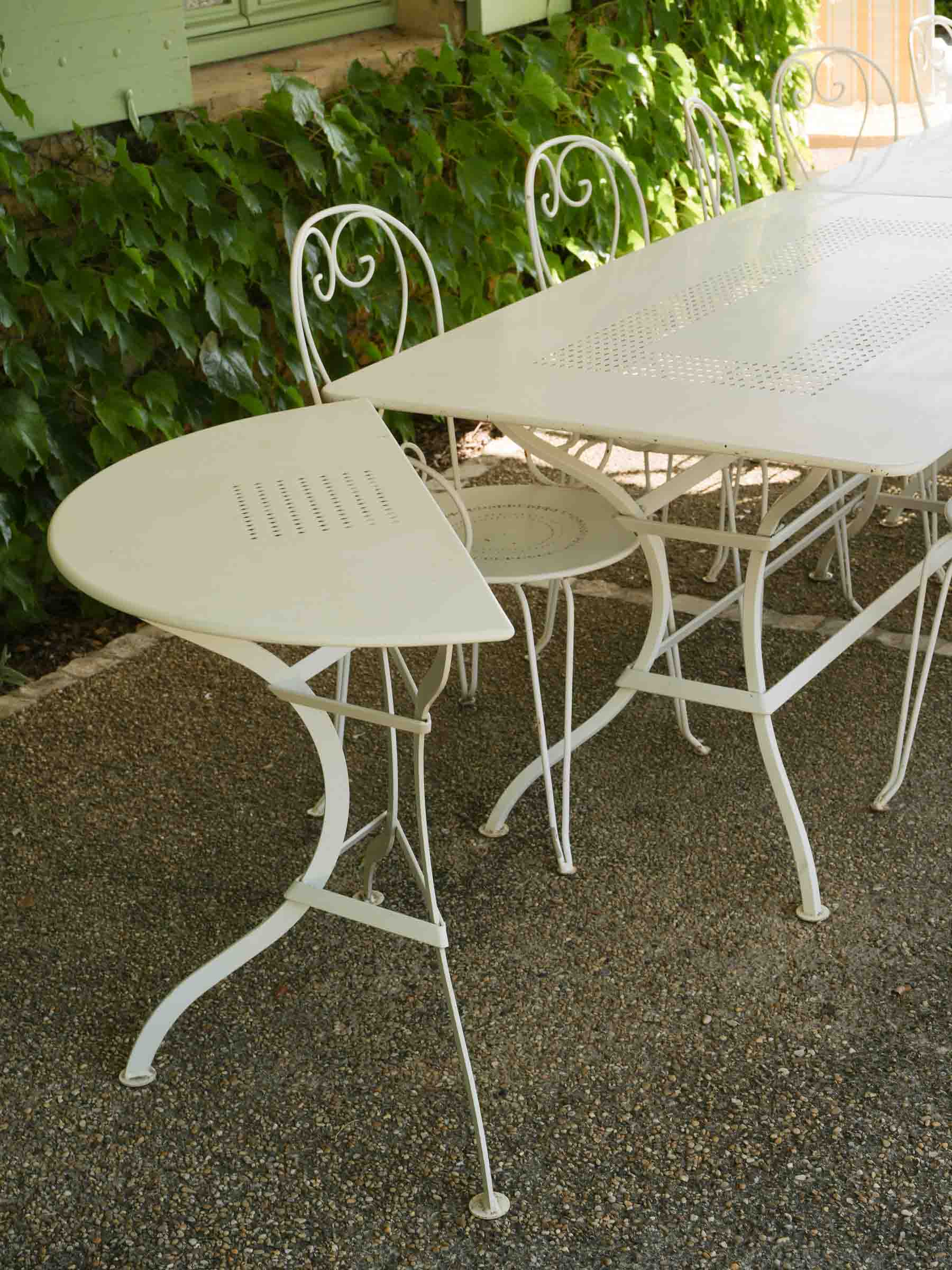French Iron Outdoor Segmented Dining Table w/ White Finish