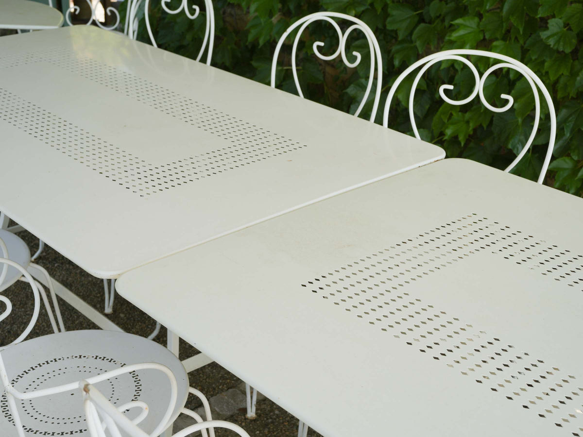 French Iron Outdoor Segmented Dining Table w/ White Finish