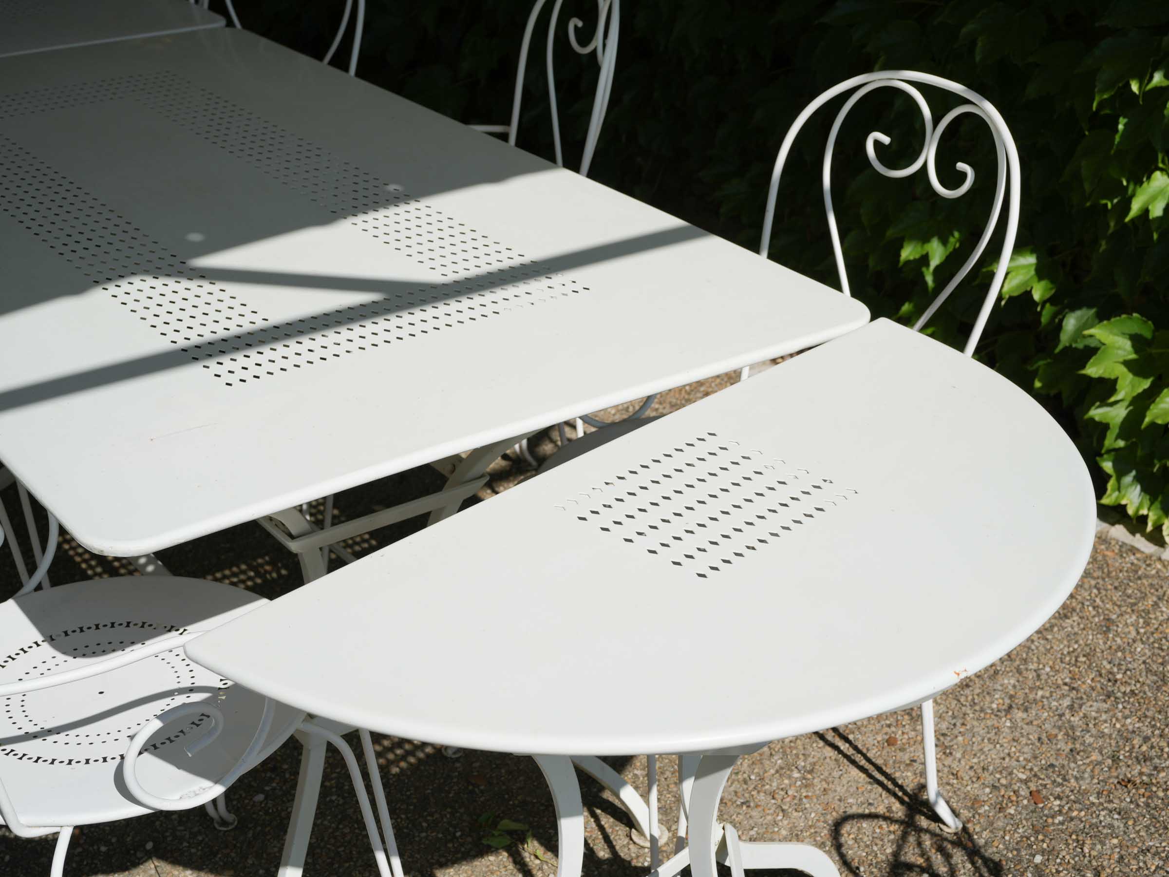 French Iron Outdoor Segmented Dining Table w/ White Finish