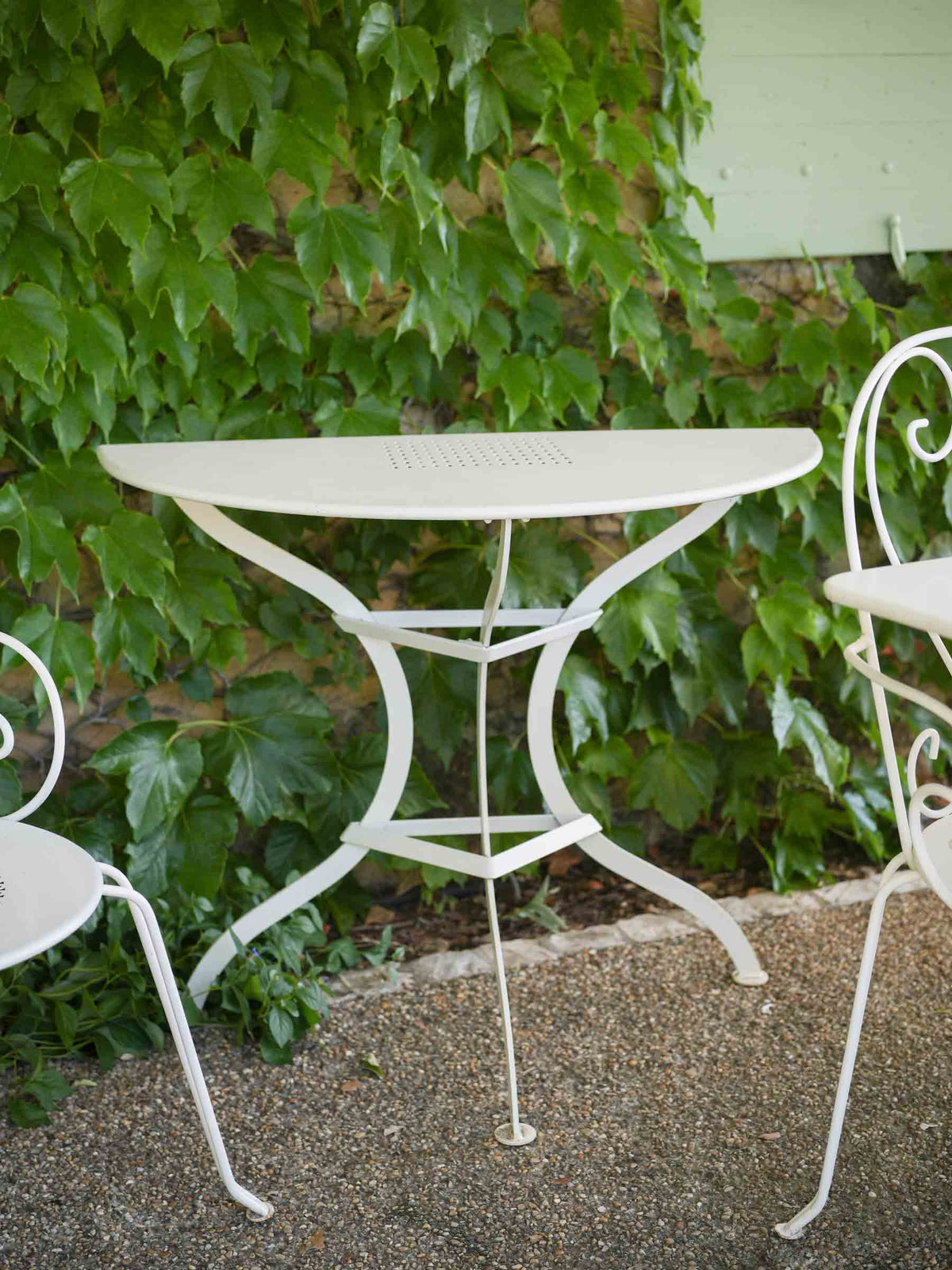 French Iron Outdoor Segmented Dining Table w/ White Finish