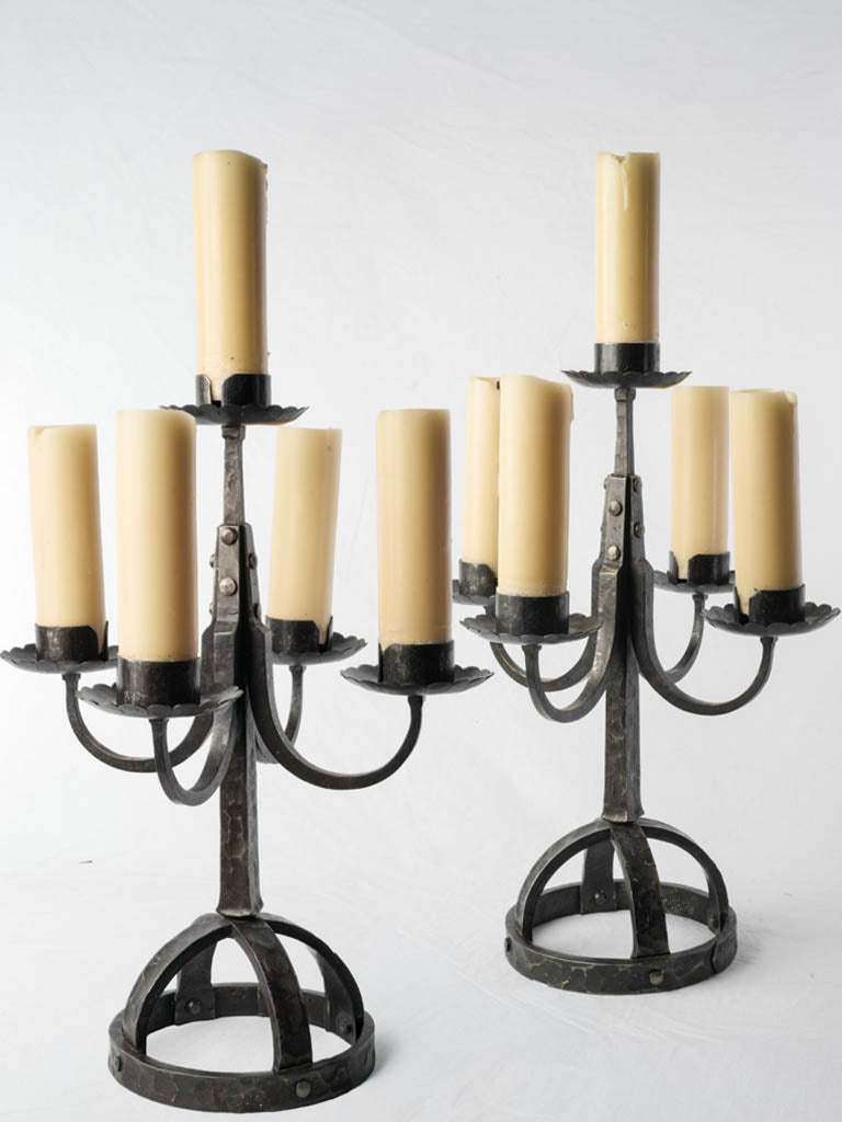 Vintage hand-forged iron candelabra