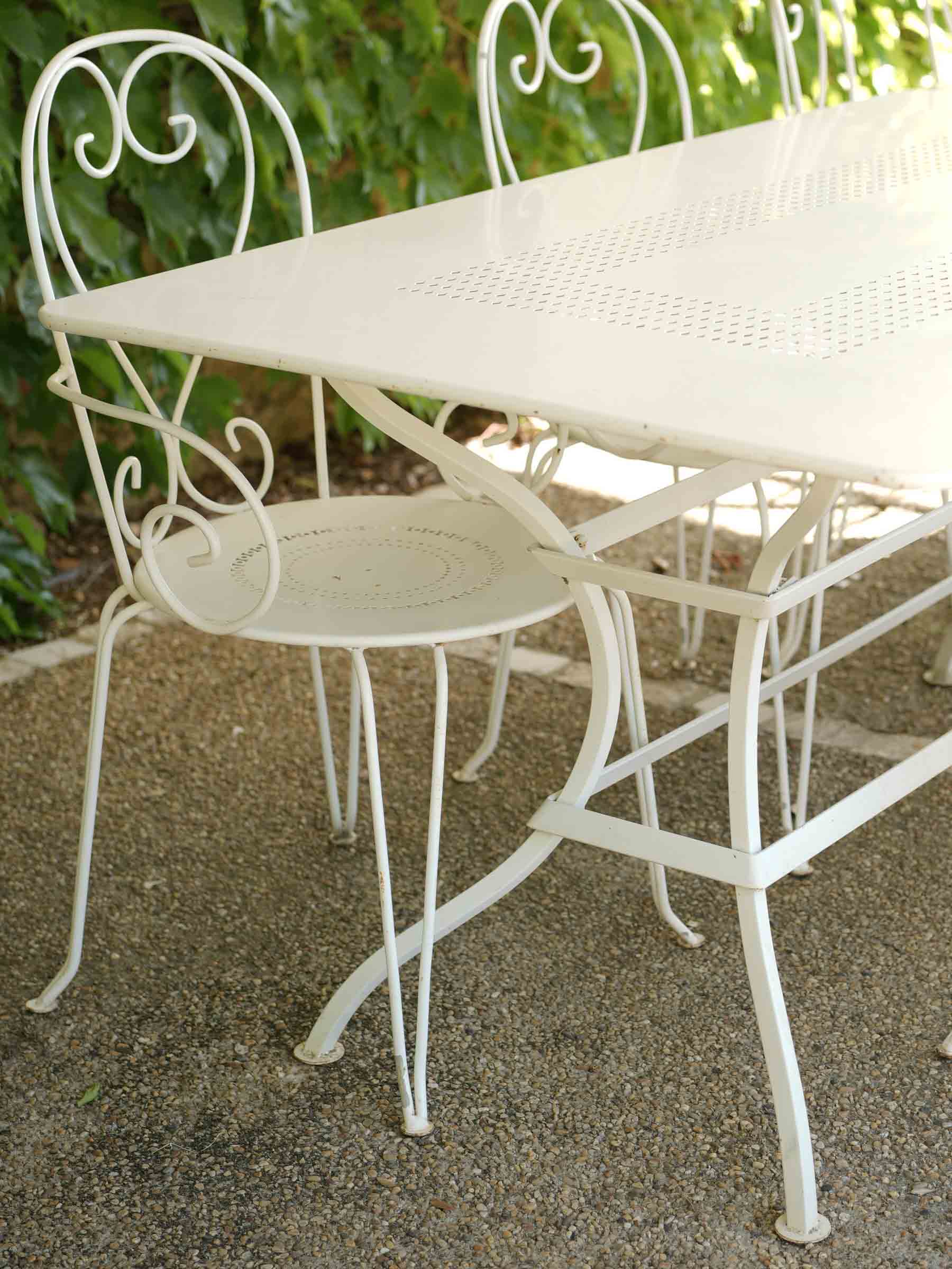 French Iron Outdoor Segmented Dining Table w/ White Finish