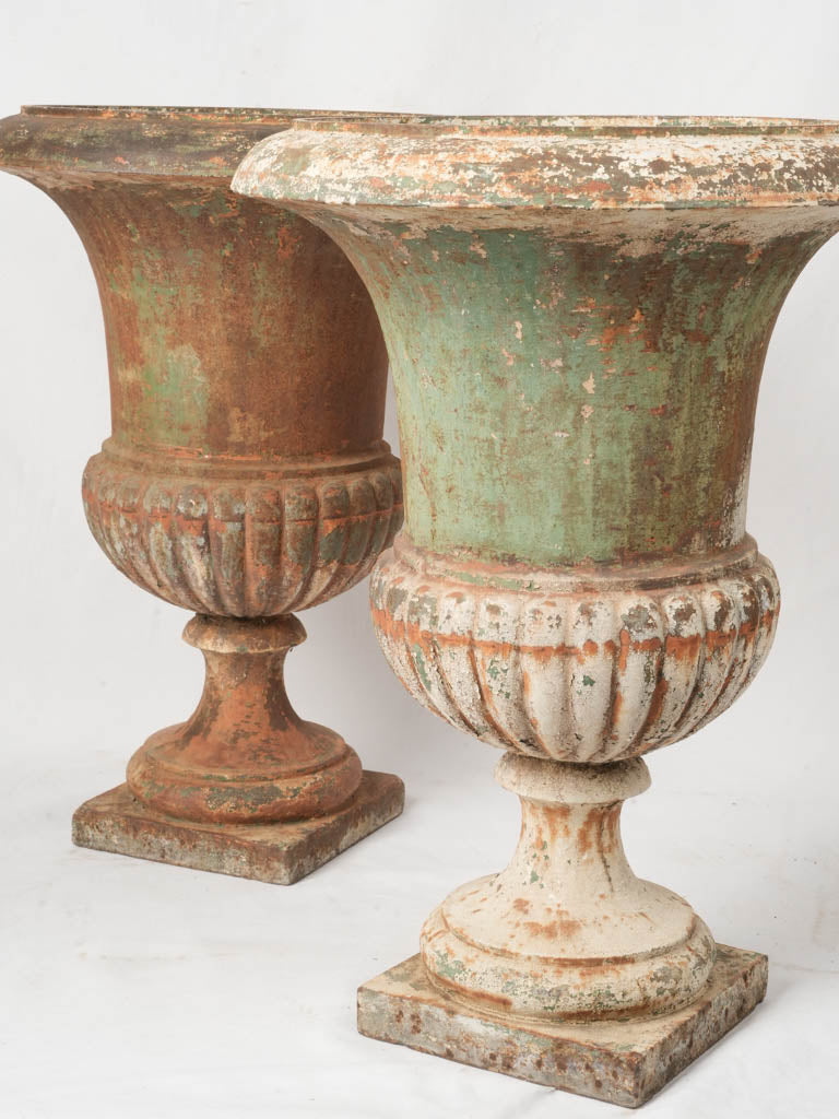 Charming green beige brown urns  