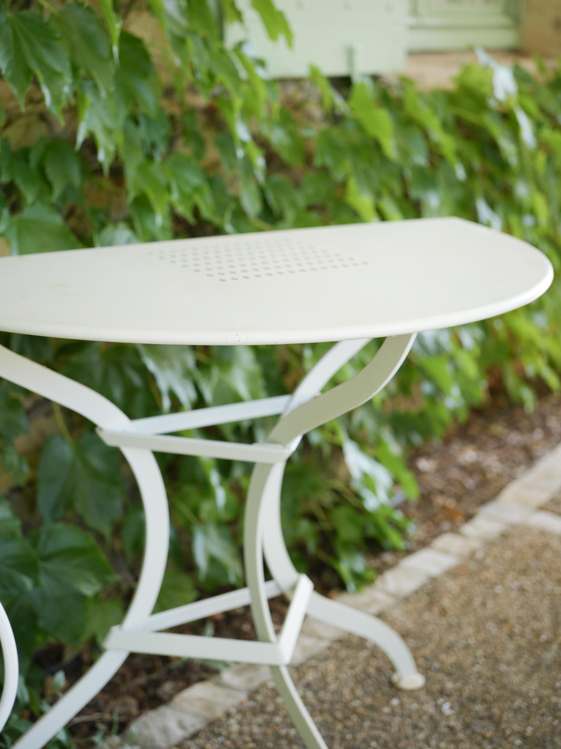 French Iron Outdoor Segmented Dining Table w/ White Finish