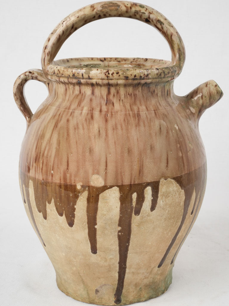 Antique brown speckled French cruche