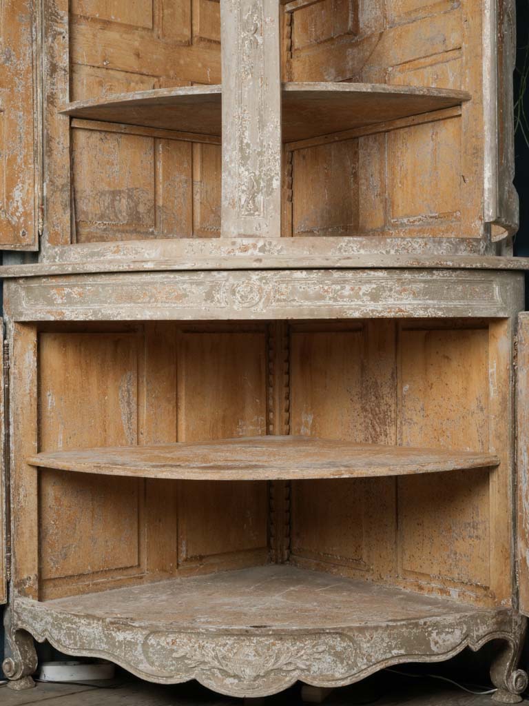 Elegant curved oak corner cabinet
