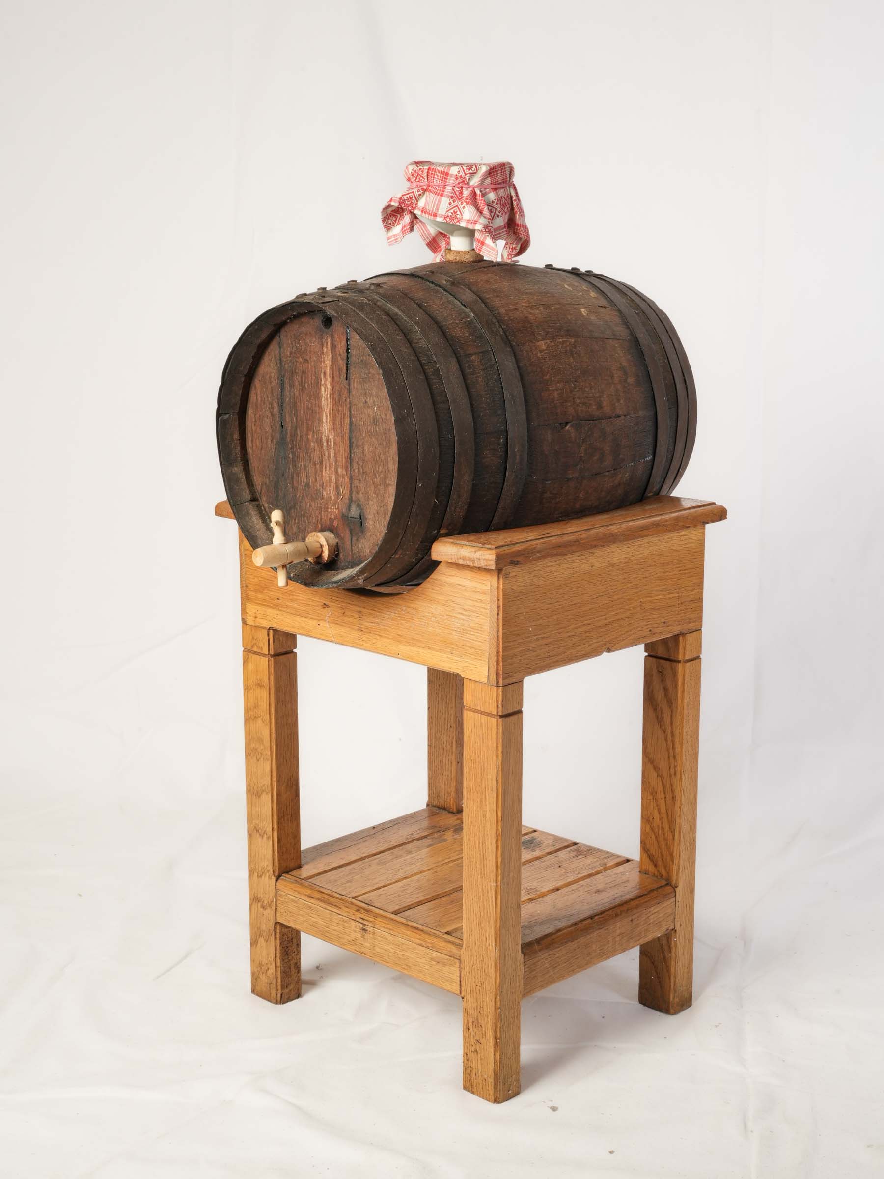 Traditional French Oak Vinegar Barrel with Stand