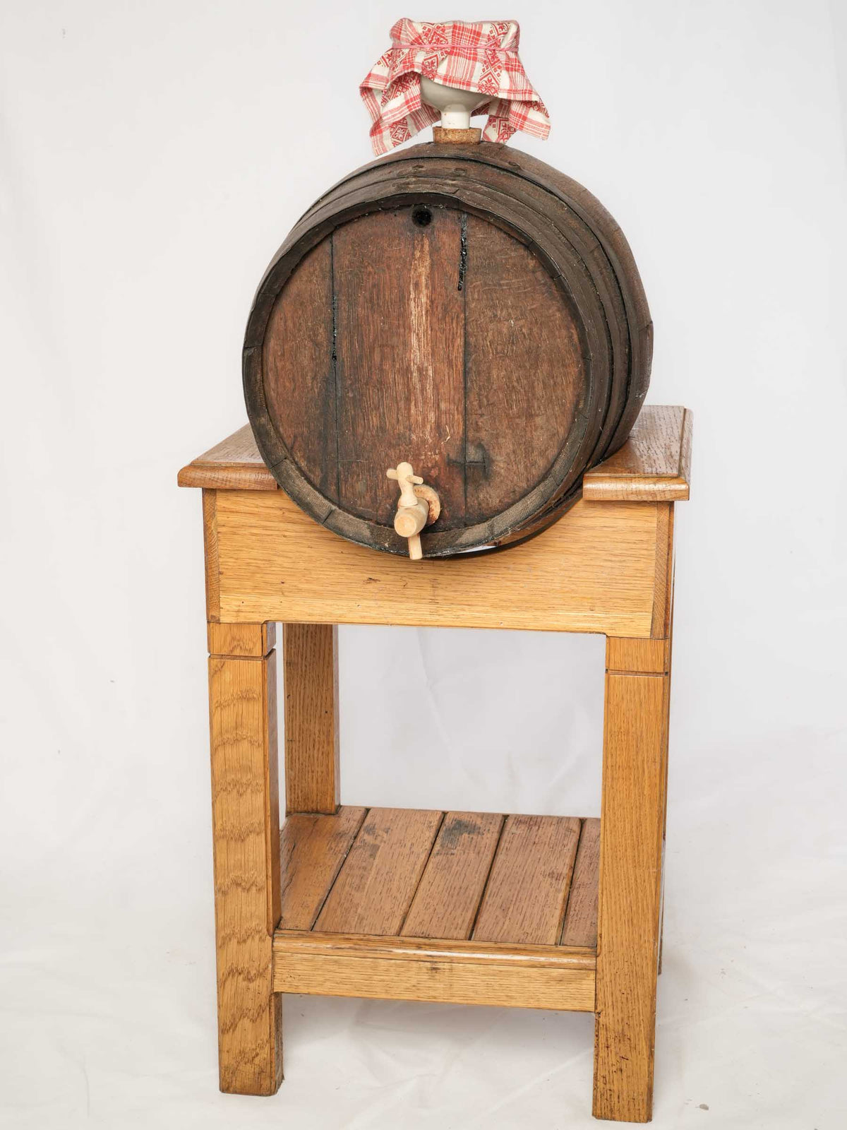 Traditional French Oak Vinegar Barrel with Stand
