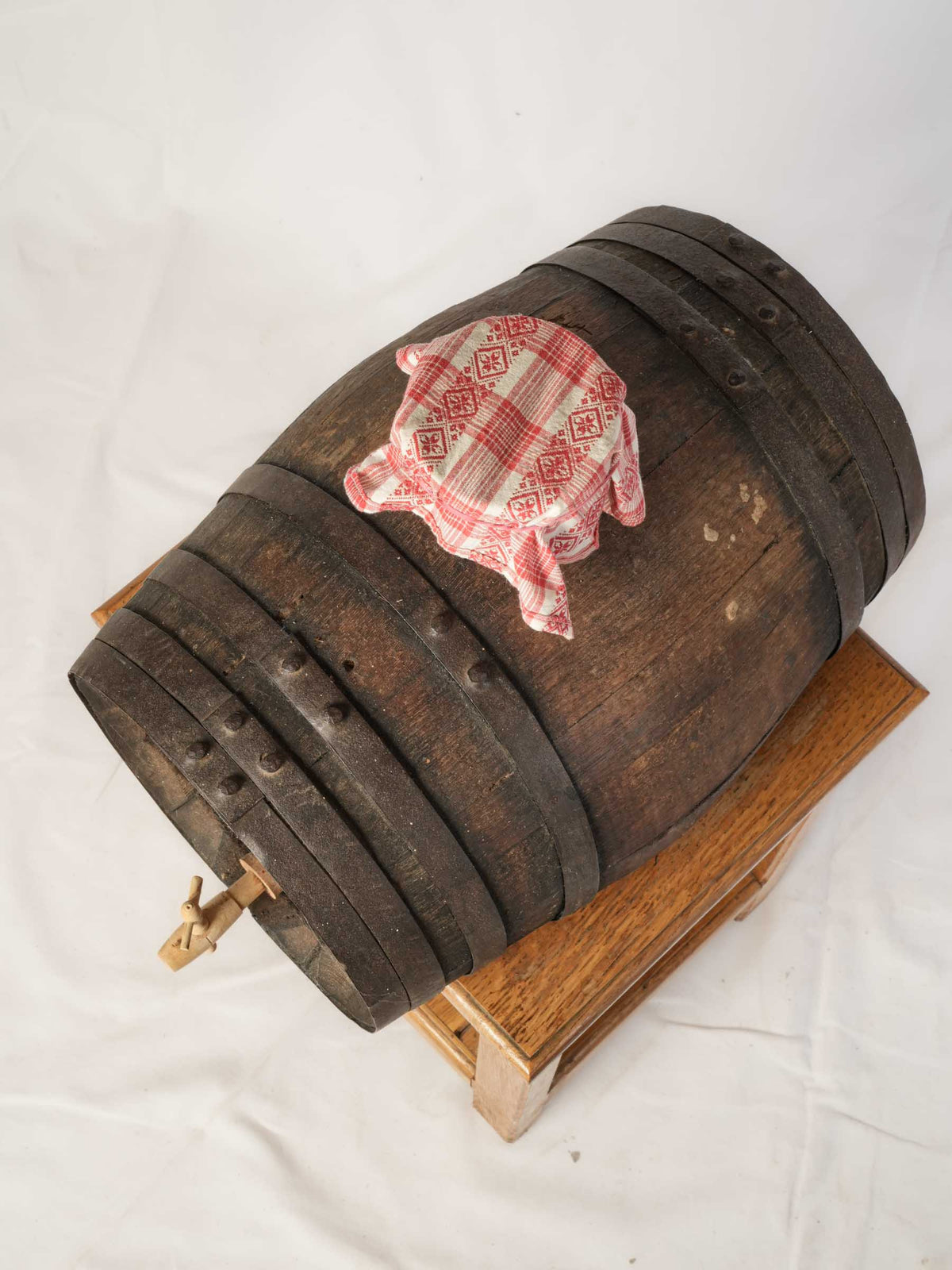 Traditional French Oak Vinegar Barrel with Stand