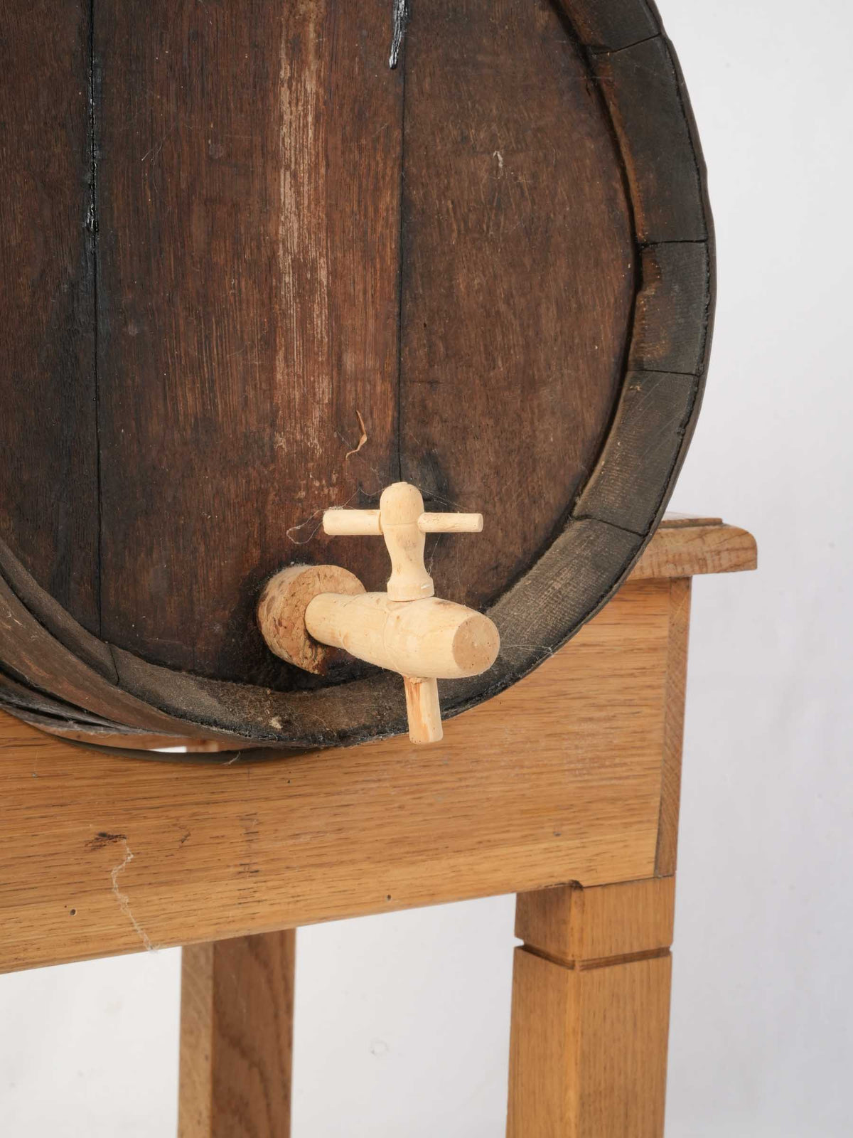 Traditional French Oak Vinegar Barrel with Stand