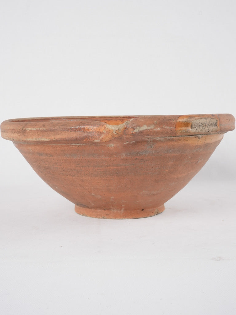 Antique French terracotta mixing bowl w/ spout 14¼"