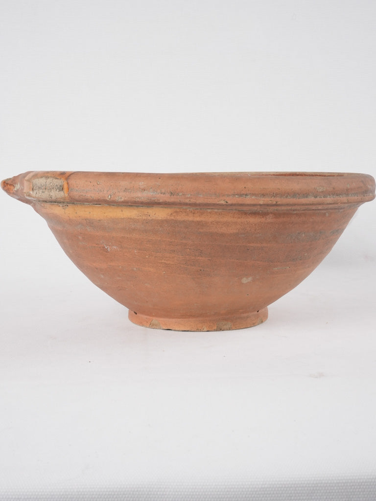 Antique French terracotta mixing bowl w/ spout 14¼"
