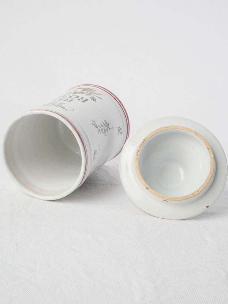 White cylindrical ceramic pharmacy vessel  